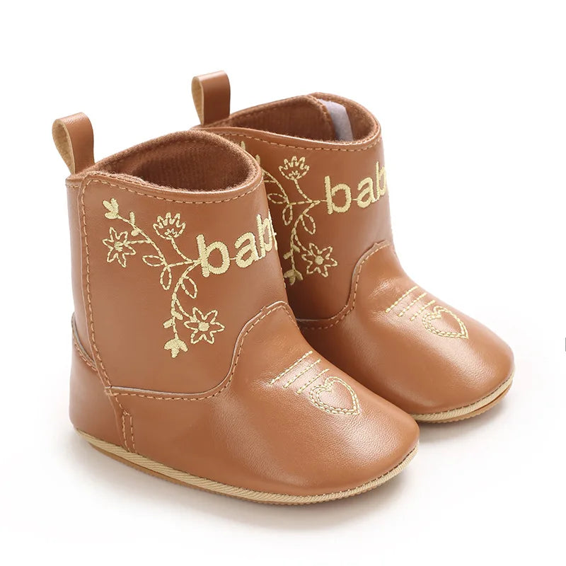 Baby Boots Cute High Quality Soft PU Anti Slip Sole Spring 0-18M First Walkers Newborn Baby Shoes