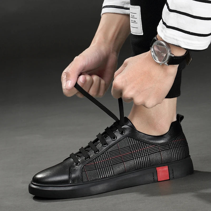 Spring Stripes Genuine Leather Men's Shoes Luxury Brand Mens Casual Shoes Cowhide Male Footwear Business Formal Shoes for Man