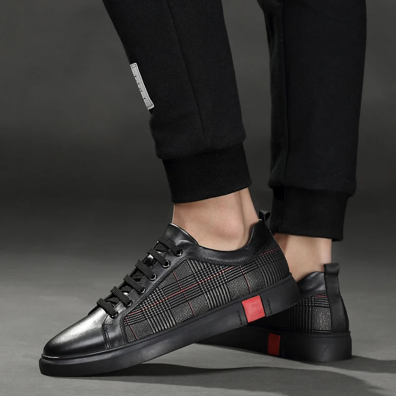 Spring Stripes Genuine Leather Men's Shoes Luxury Brand Mens Casual Shoes Cowhide Male Footwear Business Formal Shoes for Man