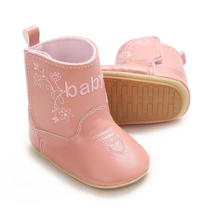 Baby Boots Cute High Quality Soft PU Anti Slip Sole Spring 0-18M First Walkers Newborn Baby Shoes