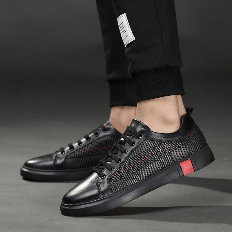 Spring Stripes Genuine Leather Men's Shoes Luxury Brand Mens Casual Shoes Cowhide Male Footwear Business Formal Shoes for Man