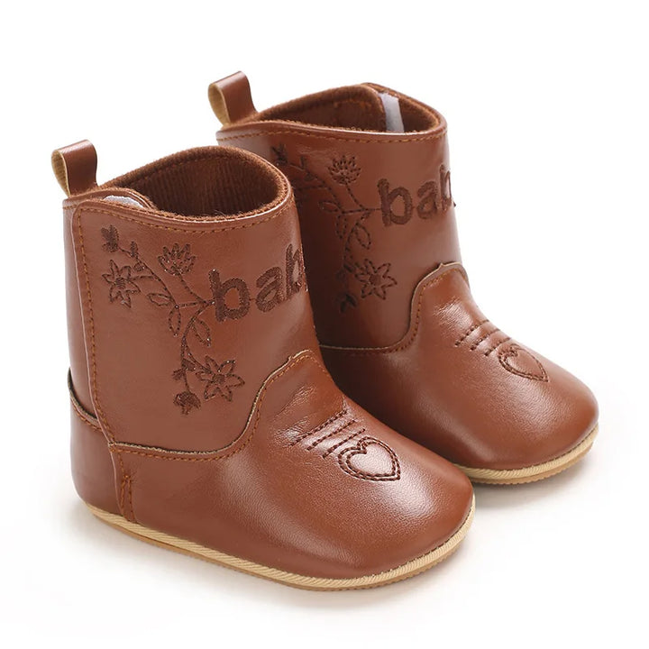 Baby Boots Cute High Quality Soft PU Anti Slip Sole Spring 0-18M First Walkers Newborn Baby Shoes